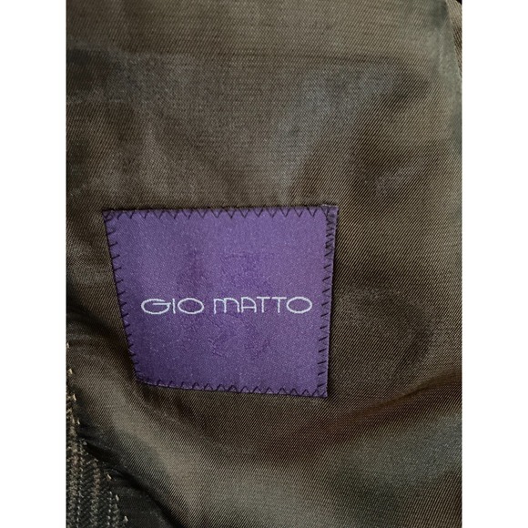 Gio Matto Wool Sport Coat 40R Brown Plaid Blazer Suede Collar Elbow Patches - Picture 8 of 14
